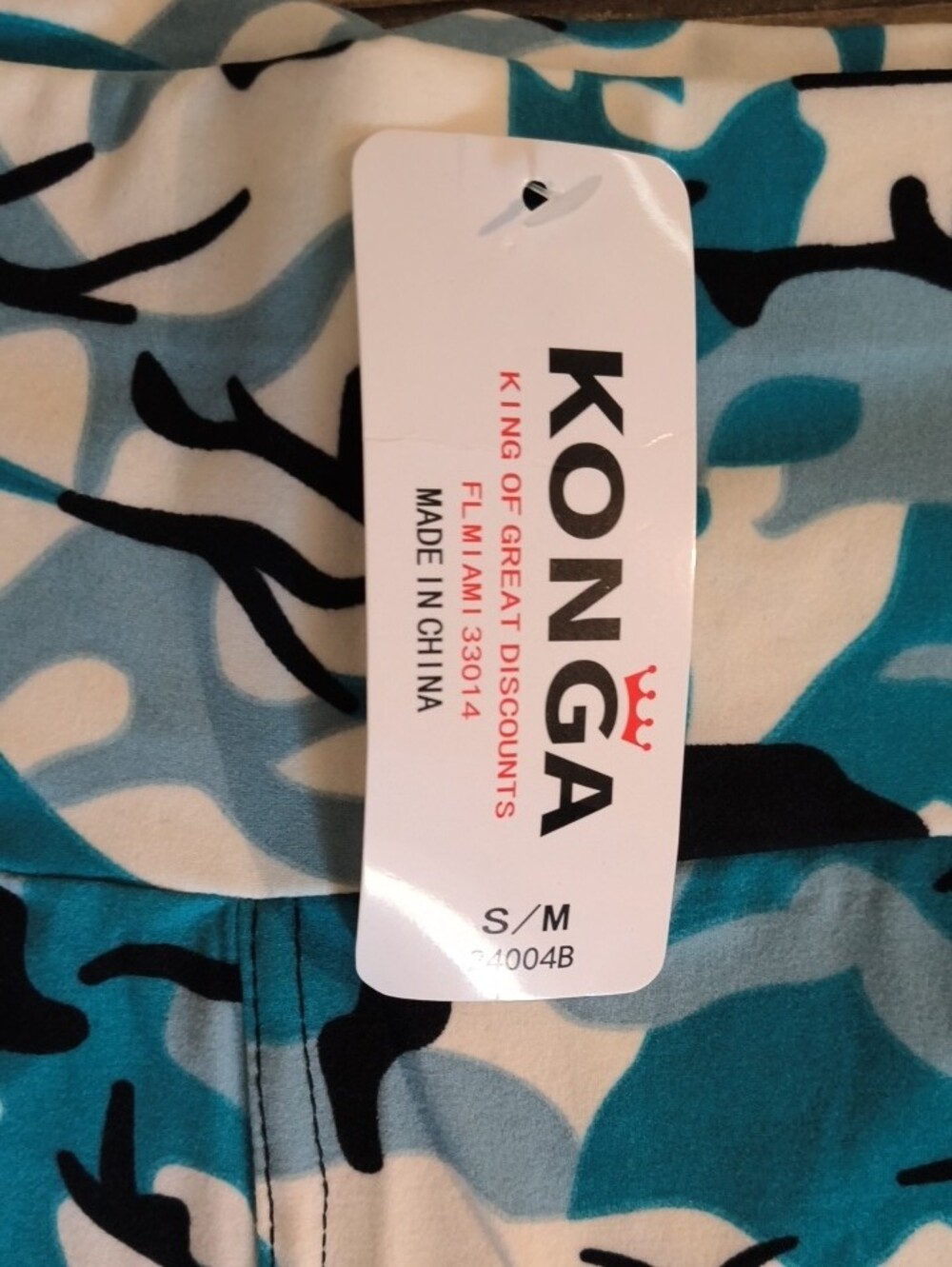 Kong Blue Teal & White Camo Leggings - Picture 2 of 4